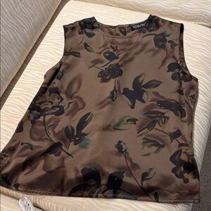 Elegant Silk Brown Floral Top